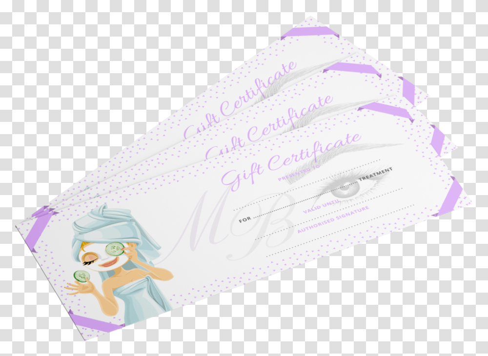 Gift Certificates Mint Beauty Cartoon, Text, Paper, Business Card, Envelope Transparent Png