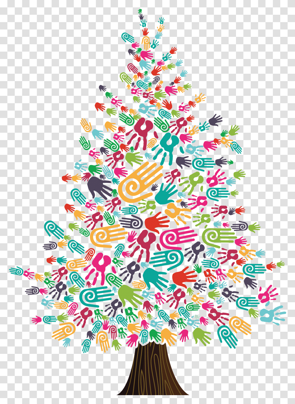 Gift Of Giving Tree Arbol De Navidad Con Manos, Graphics, Art, Text, Paper Transparent Png