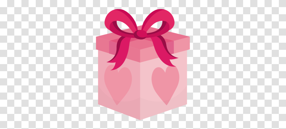 Gift Valentines Day Christmas Pink Heart For Gift Wrapping, Poster Transparent Png