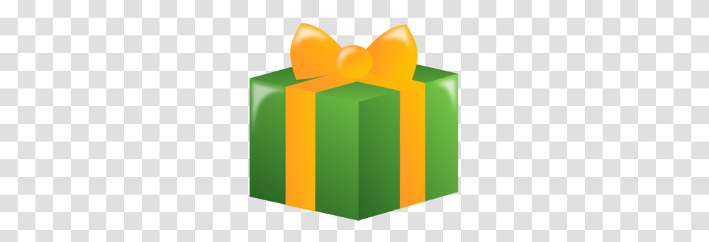 Gift With Green Wrapping And Gold Ribbon Clip Art Transparent Png