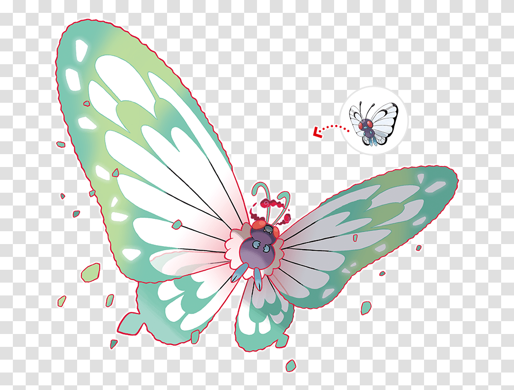Gigantamax Butterfree And Meowth Revealed For Pokmon Sword Pokemon Butterfree, Graphics, Art, Floral Design, Pattern Transparent Png