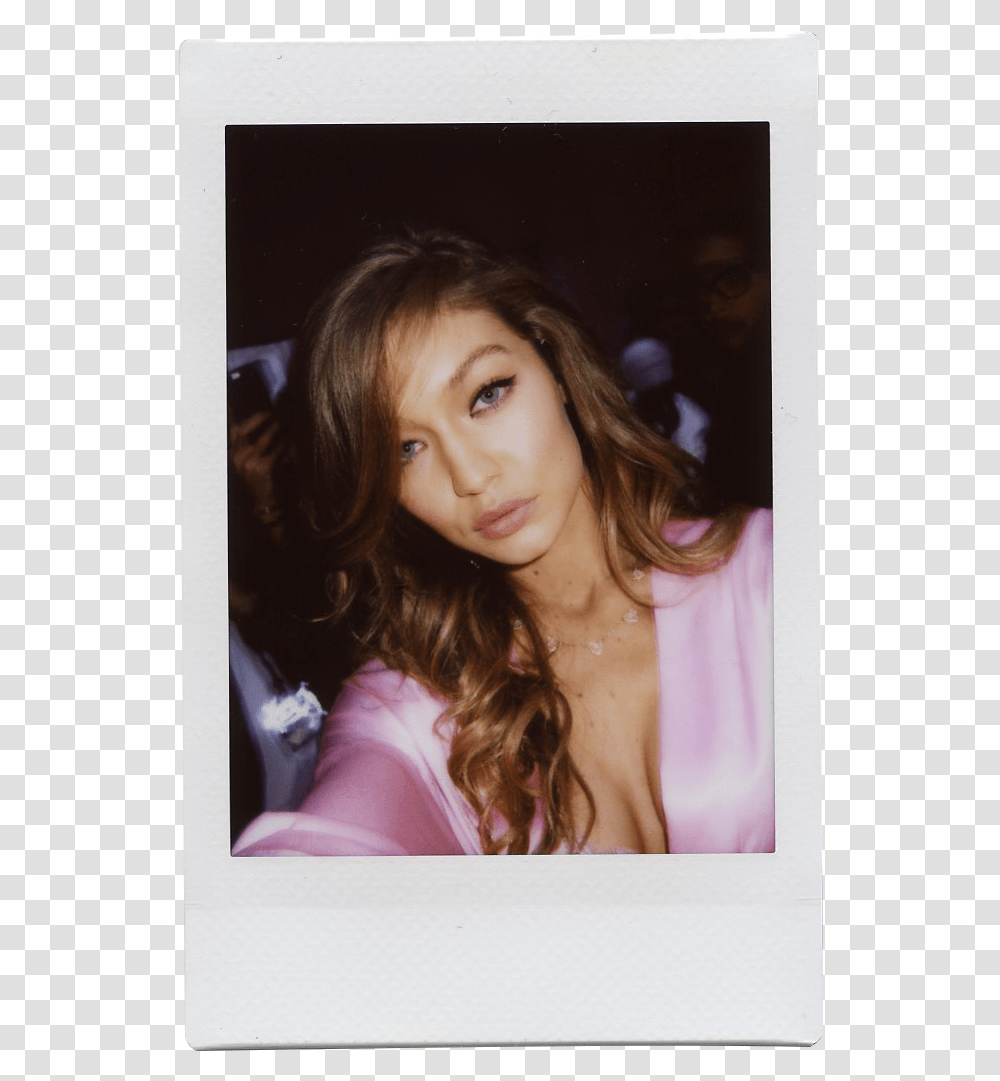 Gigi Hadid Victoria's Secret Polaroid, Person, Face, Evening Dress Transparent Png