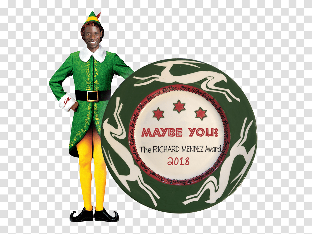 Gilbert Elf With Plate Buddy The Elf Costume, Person, Green, Liquor, Alcohol Transparent Png