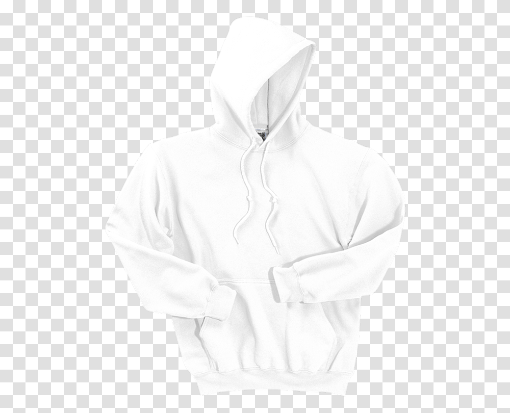 Gildan Dryblend Pullover Hooded Sweatshirt White Black Blank Hoodie, Apparel, Sweater, Person Transparent Png