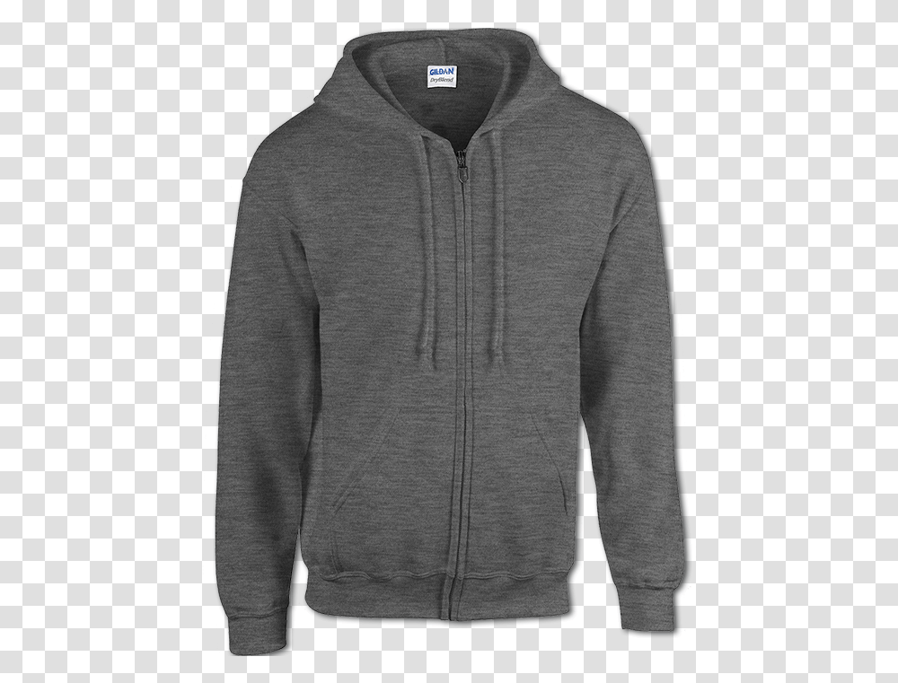 Gildan Full Zip Hoodie Dark Heather, Apparel, Sweatshirt, Sweater Transparent Png