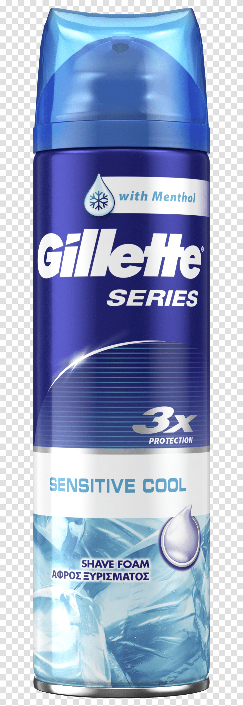 Gillette Series Sensitive Cool Foam Kind Of Shaving Cream For Sunburn, Cosmetics, Bottle, Aluminium, Tin Transparent Png