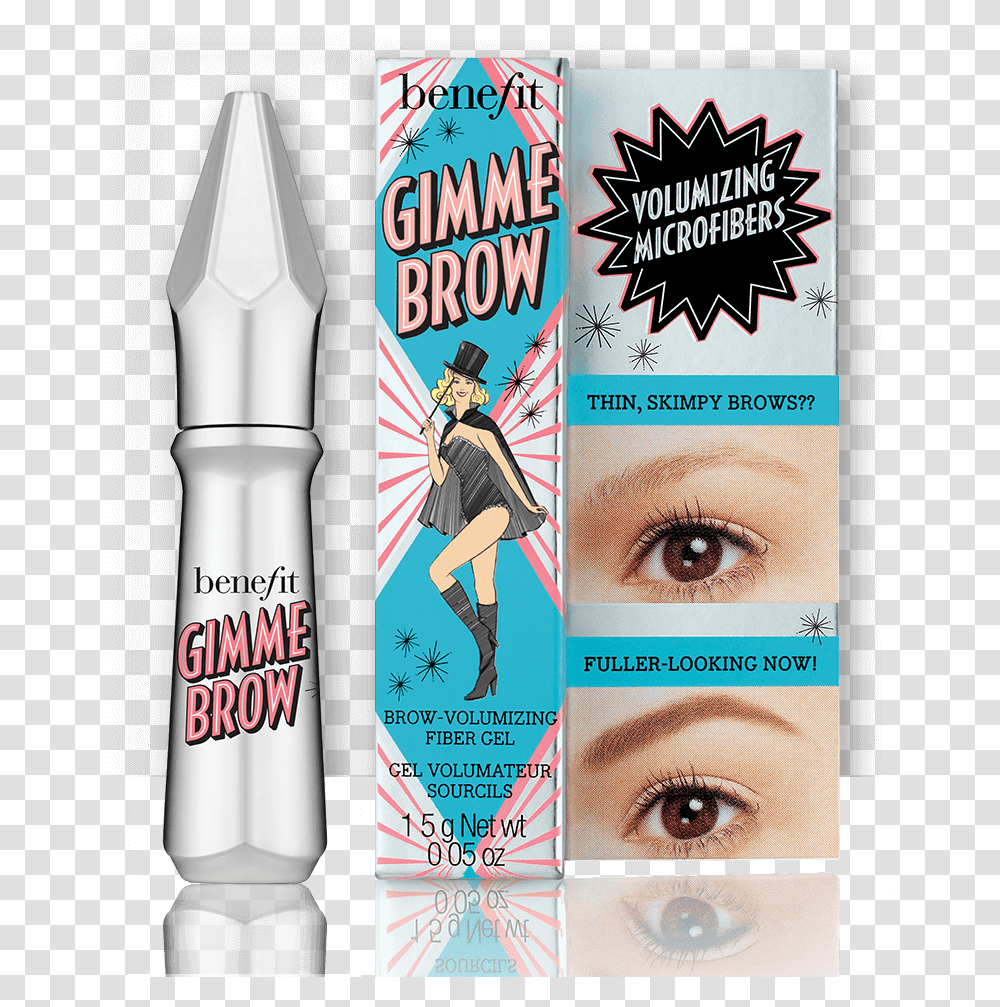 Gimme Brow Volumizing Eyebrow Gel Benefit Gimme Brow Volumizing Fiber Gel, Person, Human, Bottle, Poster Transparent Png