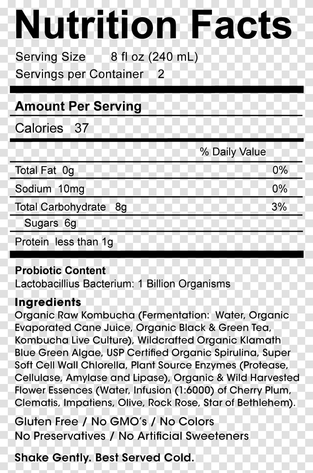 Ginger Kombucha Nutrition Facts, Gray, World Of Warcraft Transparent Png