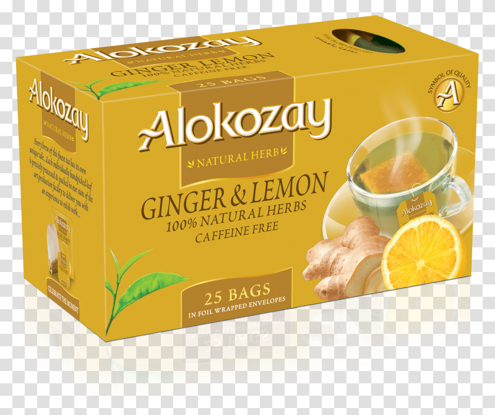 Ginger Lemon Tea Alokozay Ginger And Lemon Tea, Plant, Food, Fruit, Beverage Transparent Png