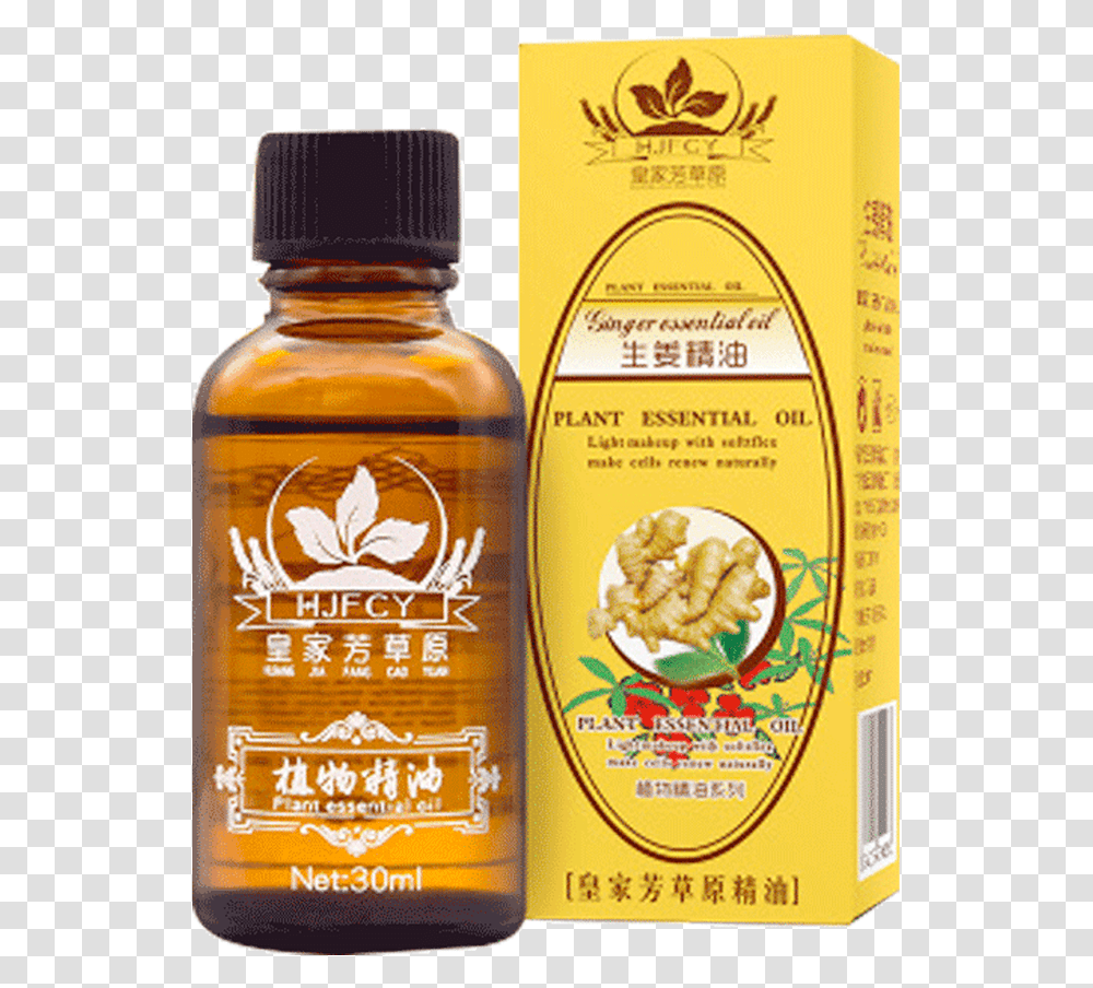 Ginger Plant Essential Oil, Bottle, Label, Cosmetics Transparent Png
