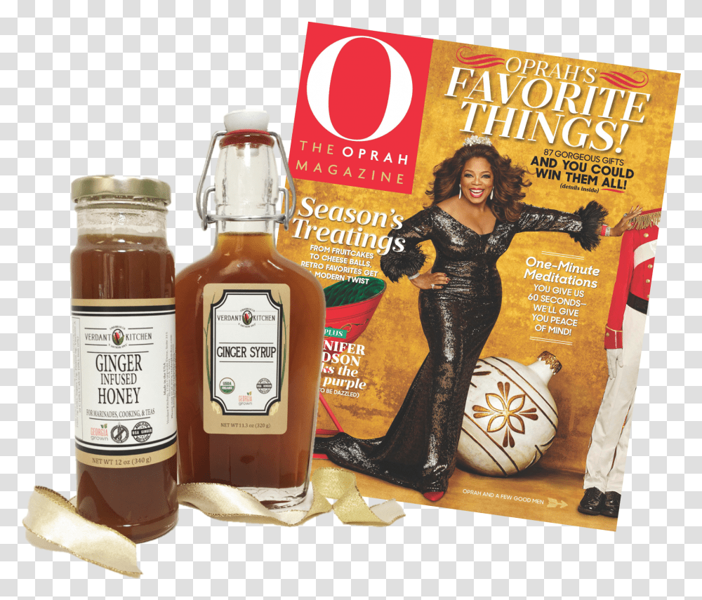 Ginger Syrup And Ginger Infused Honey Gift Set Oprah Magazine, Person, Human, Food, Liquor Transparent Png