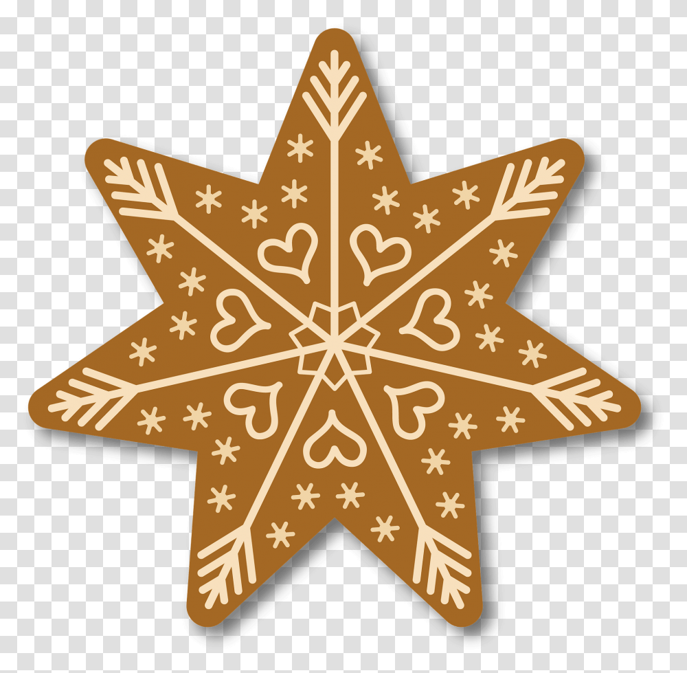 Gingerbread Christmas Star Clipart Christmas Star Clipart, Cookie, Food, Biscuit, Cross Transparent Png