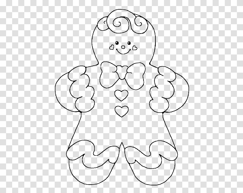 Gingerbread Cut Out Coloring Page, Pattern, Stencil, Ornament Transparent Png