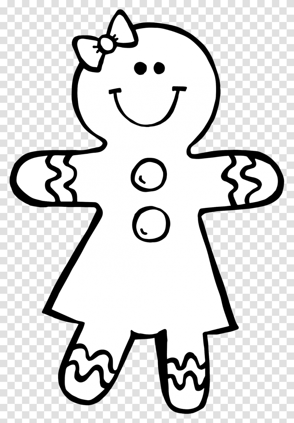 Gingerbread Girl Black And White Gingerbread Clipart Black And White, Stencil, Number Transparent Png