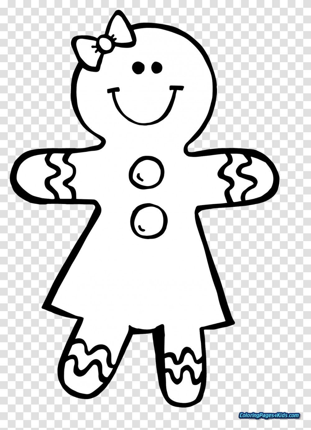 Gingerbread Girl Coloring Pages, Stencil, Cross Transparent Png