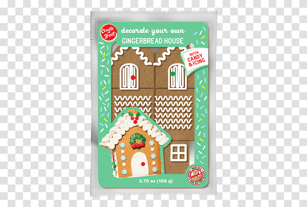 Gingerbread House, Cookie, Food, Biscuit, Advertisement Transparent Png