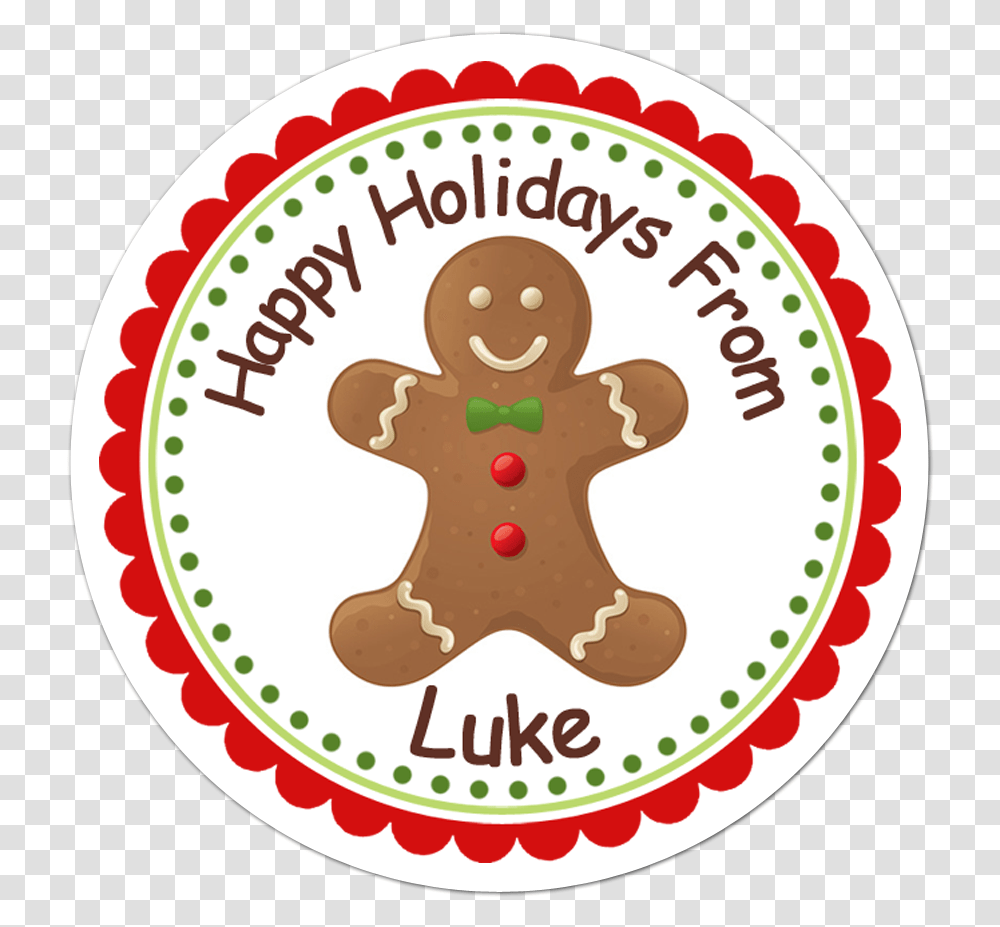Gingerbread Man Personalized Christmas Gift Sticker Personalized Halloween Stickers, Cookie, Food, Biscuit Transparent Png