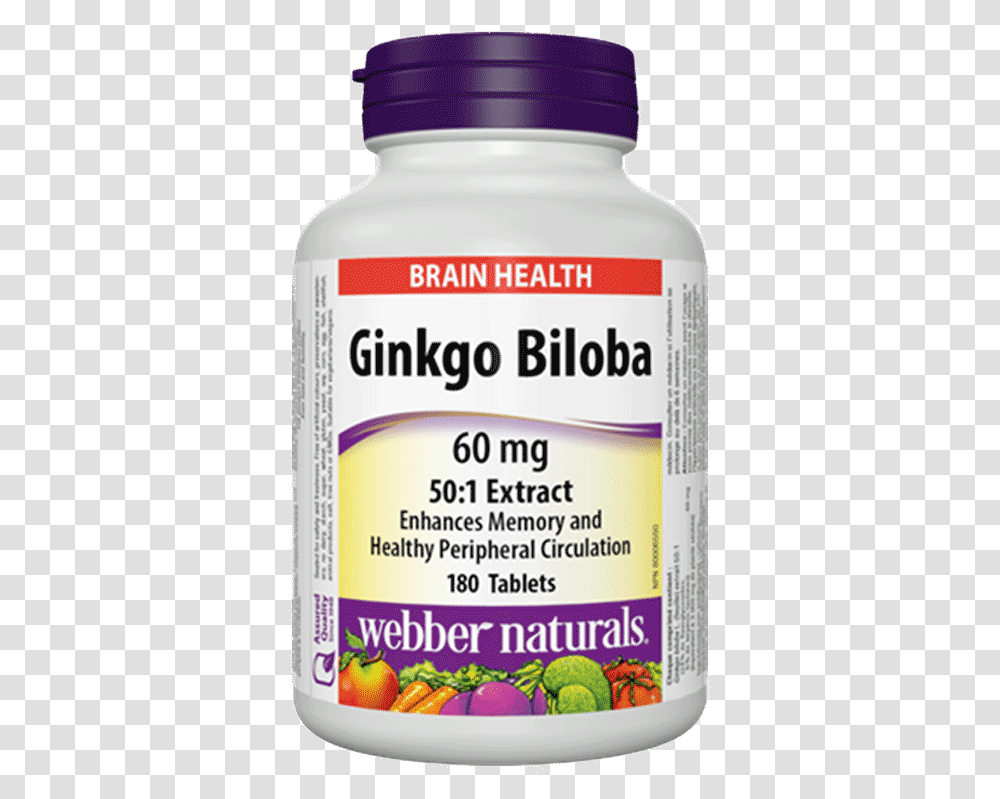 Ginkgo Biloba 60 Mg Vegetable Extract Webber Naturals Ginkgo Biloba, Tin, Can, Label Transparent Png