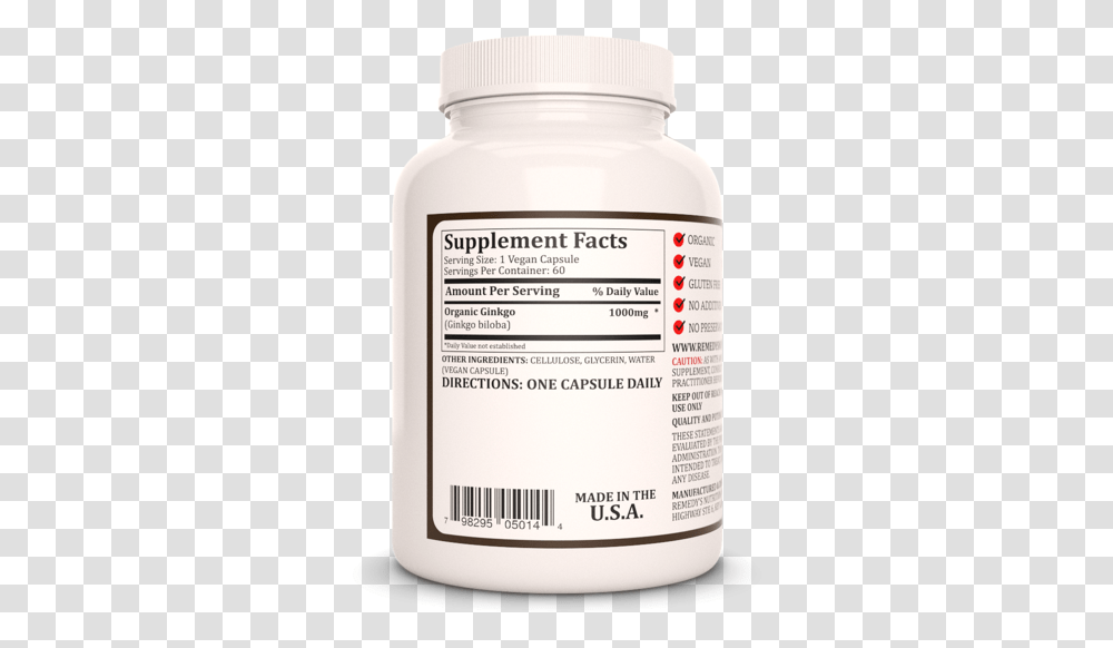 Ginkgo Biloba Glycyrrhiza Glabra Capsule Supplement, Label, Bottle, Shaker Transparent Png