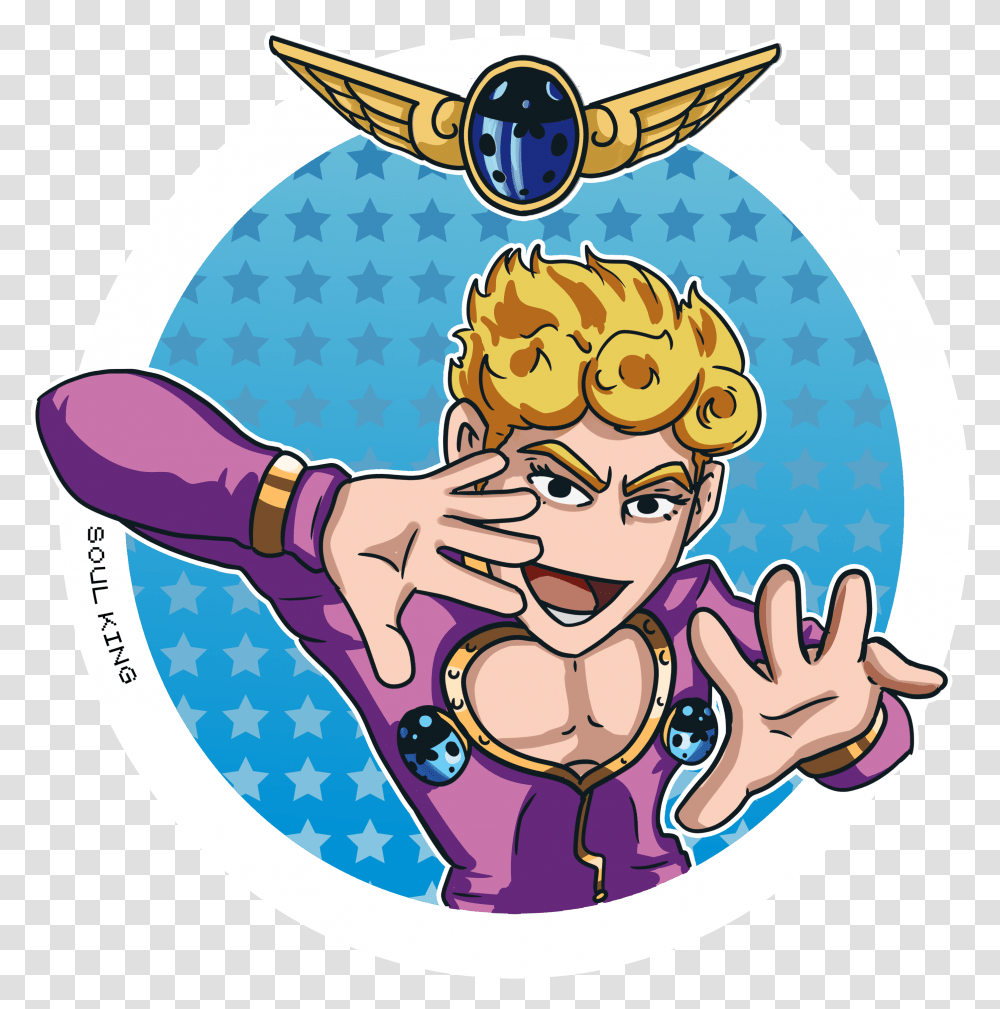 Giorno Giovanna Sticker By Soulkingu On Newgrounds Cartoon, Person, Logo, Symbol, Graphics Transparent Png