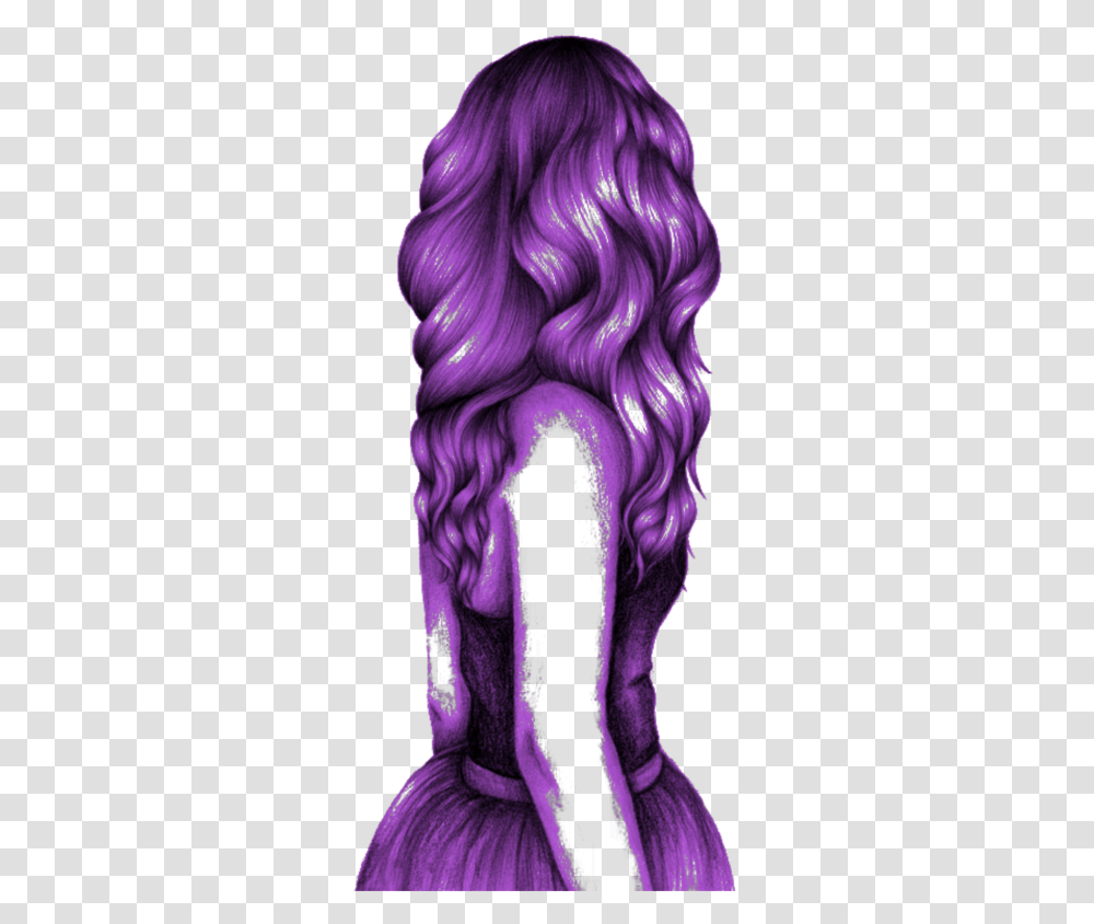 Gir Drawing Long Hair Clipart Free Lace Wig, Purple, Apparel, Dye Transparent Png