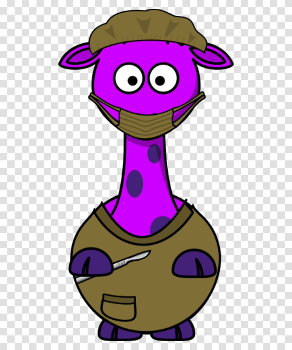 Giraffe As A Doctor Giraffe Animated, Glass, Purple Transparent Png
