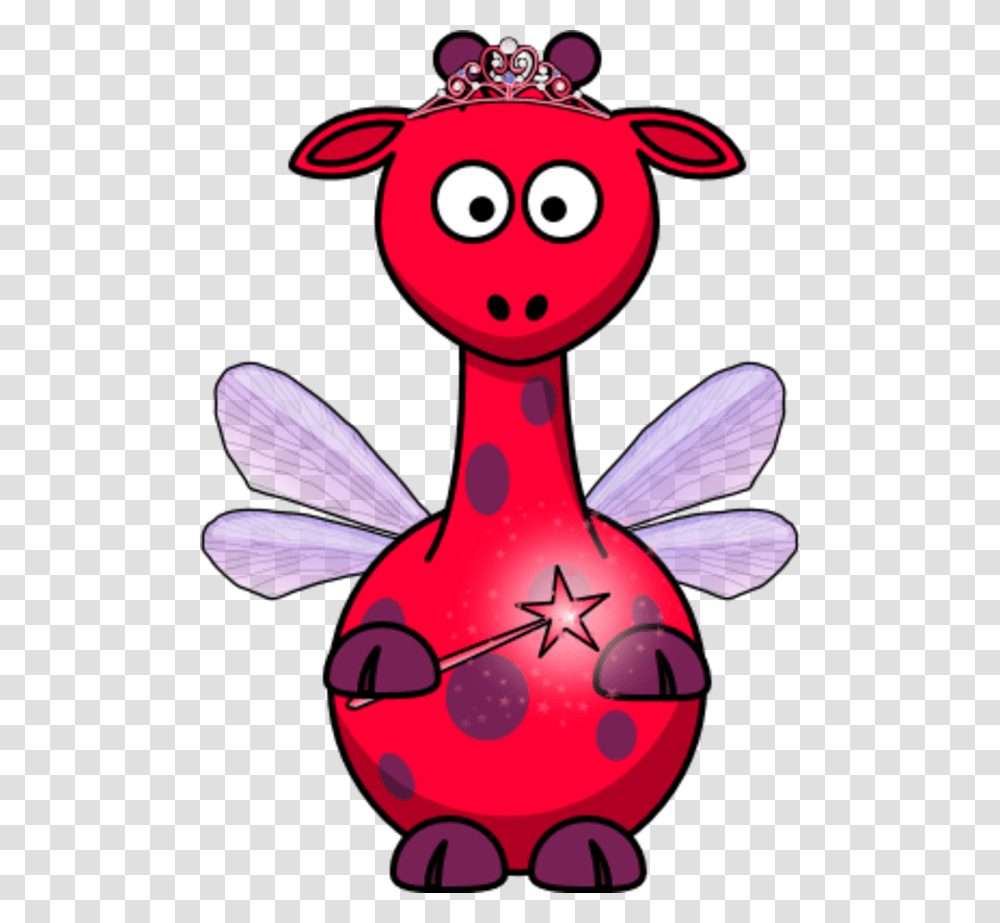 Giraffe As A Fairy Red Giraffe Cartoon, Animal, Insect, Invertebrate, Bird Transparent Png