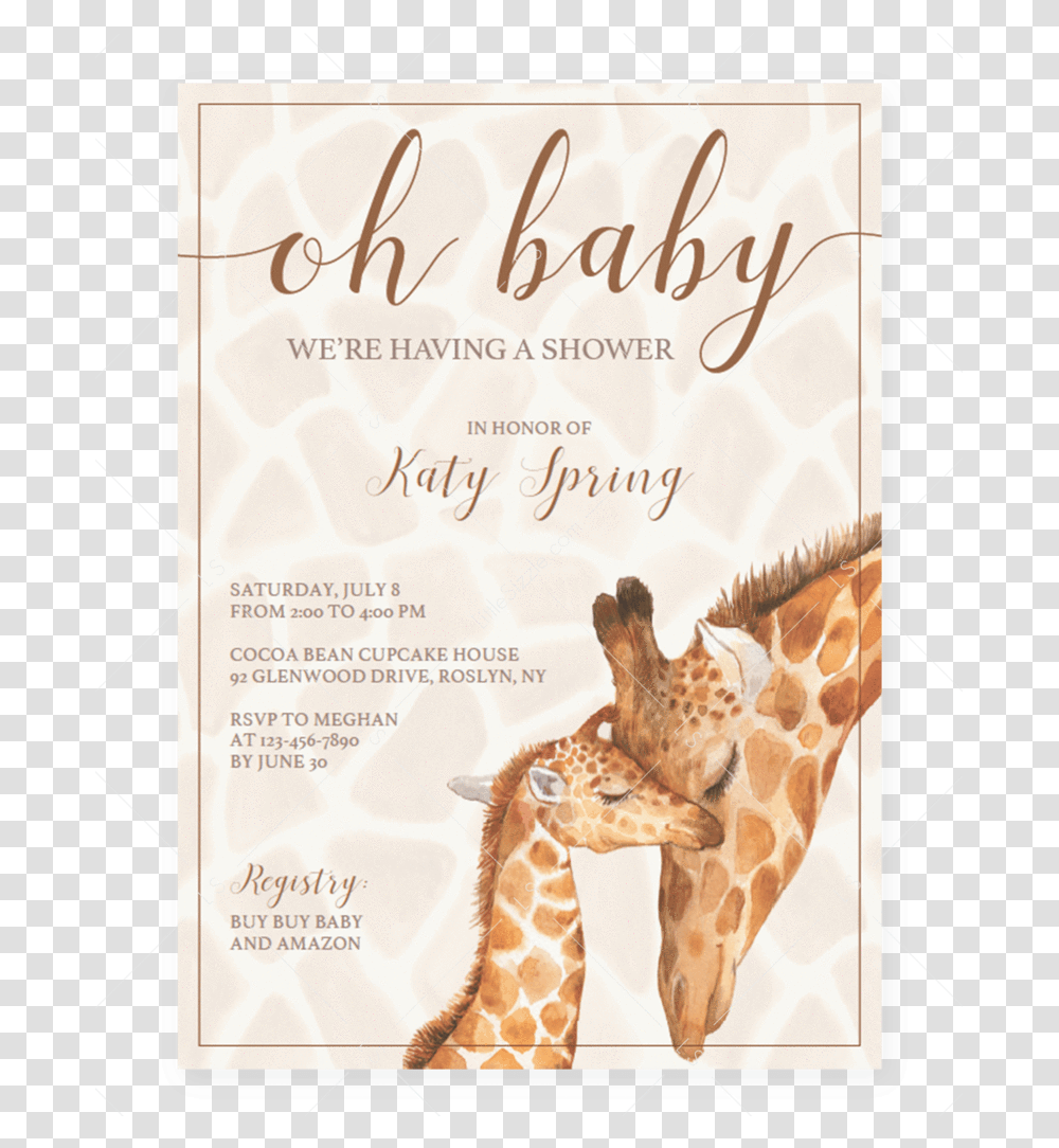 Giraffe Printable Baby Shower Invitation Template By Baby Shower, Wildlife, Mammal, Animal Transparent Png