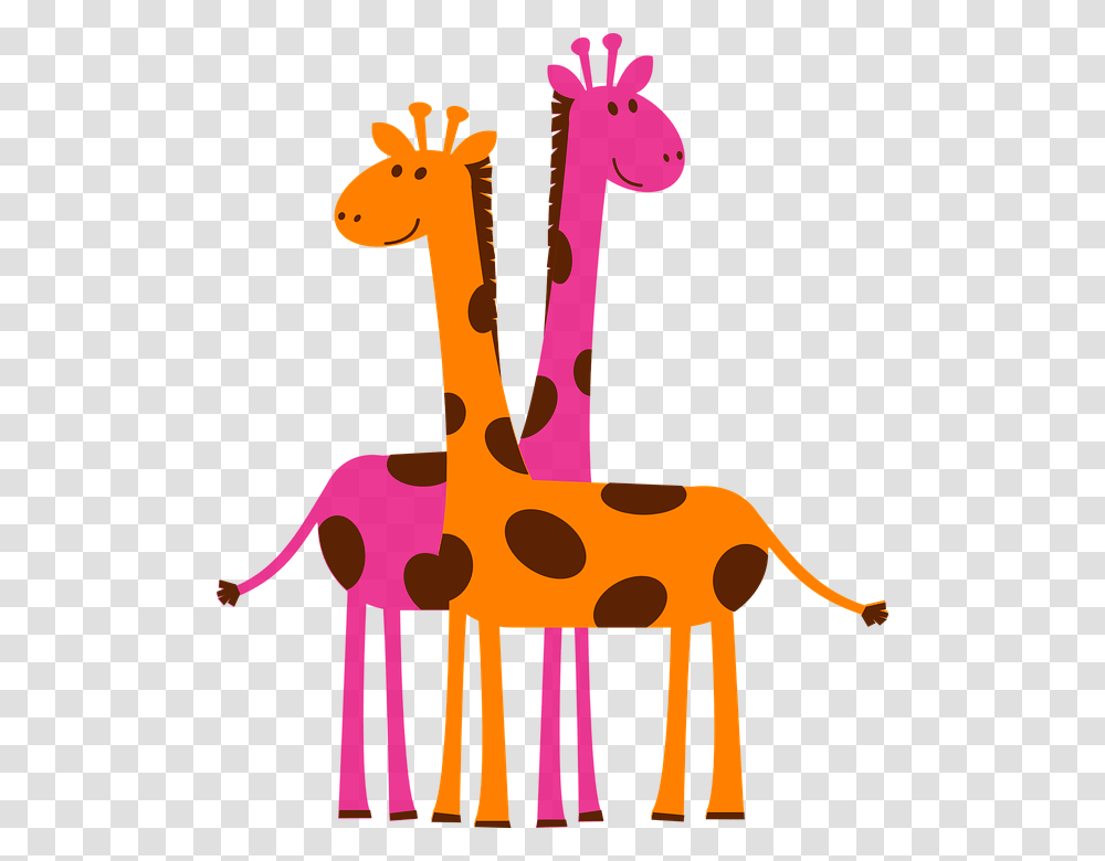 Giraffes Orange Pink Cartoon Safari Giraffes Clipart, Leisure Activities, Musical Instrument, Saxophone, Bagpipe Transparent Png