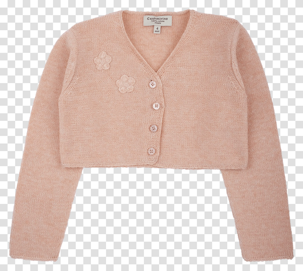Girl 100 Pima Cotton Vneck Shrug With Applique Flower Cardigan, Clothing, Apparel, Sweater Transparent Png