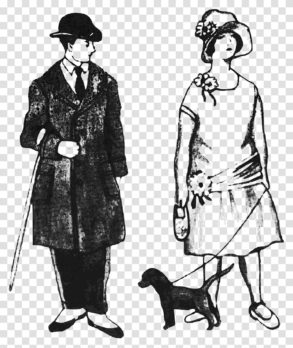 Girl And A Boy Walking A Dog, Coat, Overcoat, Person Transparent Png