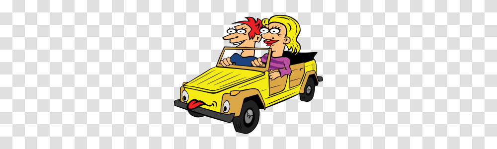 Girl And Boy Driving Car Cartoon Clip Art, Vehicle, Transportation, Golf Cart, Automobile Transparent Png