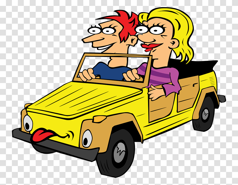 Girl And Boy Driving Car Cartoon Drive Off Phrasal Verb, Transportation, Vehicle, Automobile, Jeep Transparent Png