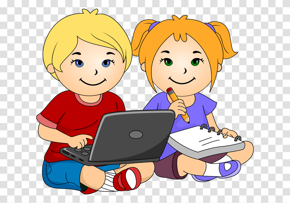 Girl And Boy Writing Clipart, Pc, Computer, Electronics, Person Transparent Png