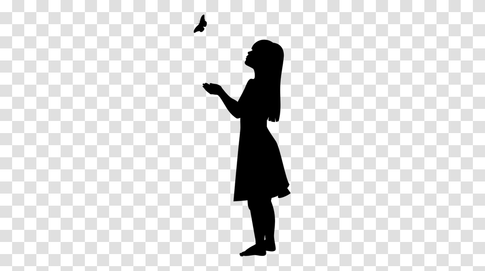 Girl And Butterfly Silhouette, Gray, World Of Warcraft Transparent Png
