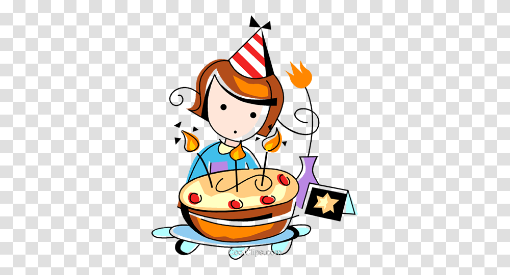 Girl And Her Birthday Cake Royalty Free Vector Clip Art, Apparel, Party Hat, Dessert Transparent Png