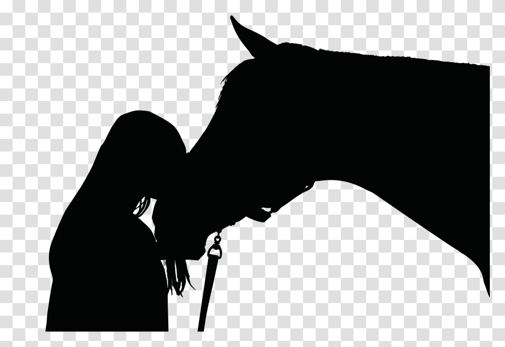 Girl And Horse Silhouette Clip Arts Horse And Human Silhouette, Person, Photography, People, Face Transparent Png