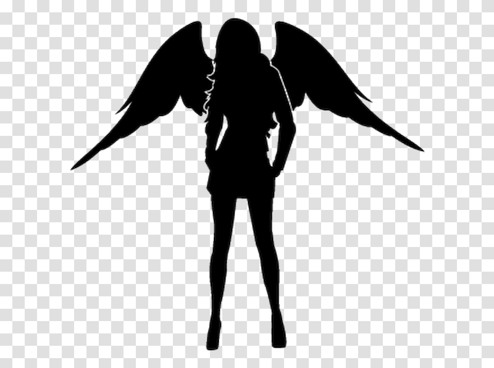 Girl Angel Wings Silhouette, Bow, Ninja Transparent Png
