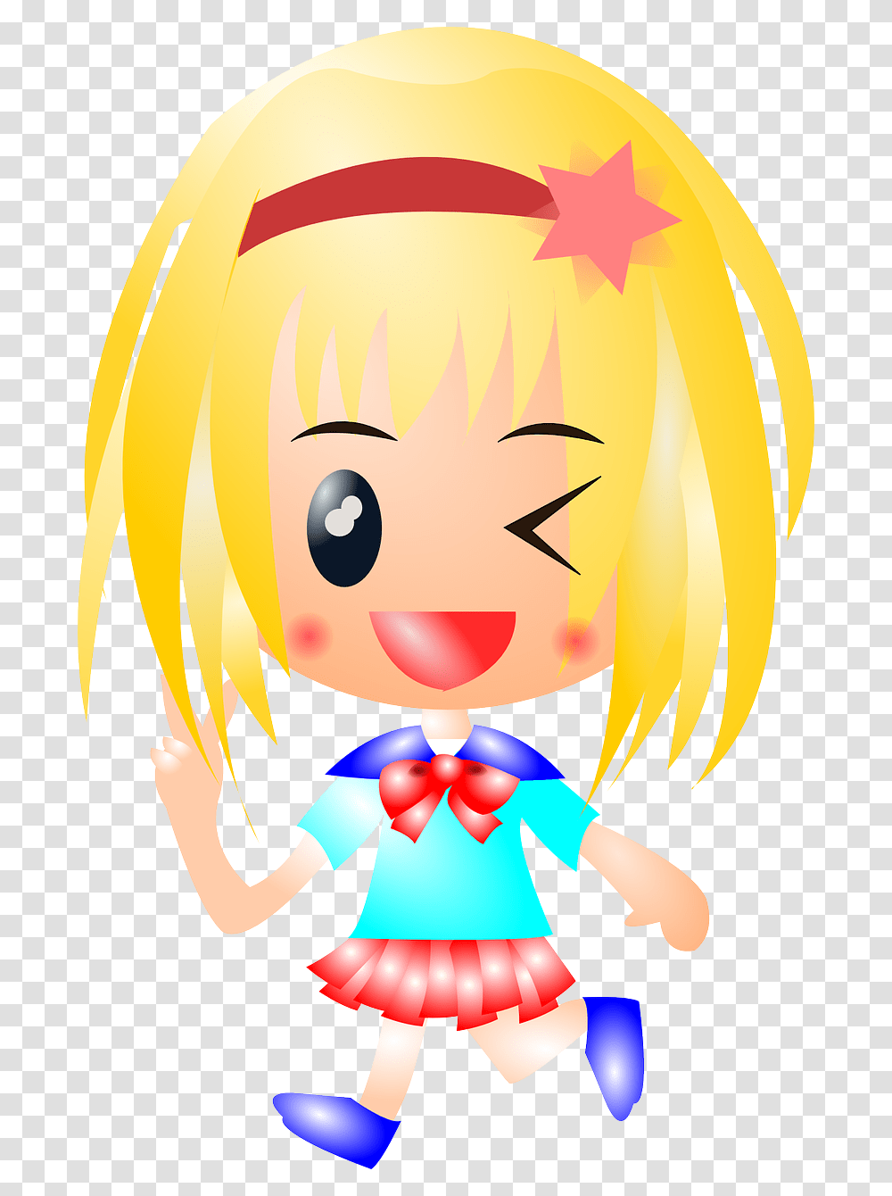 Girl Anime Blonde Cute Child Wink Running Happy Rubia, Comics, Book, Manga, Sweets Transparent Png