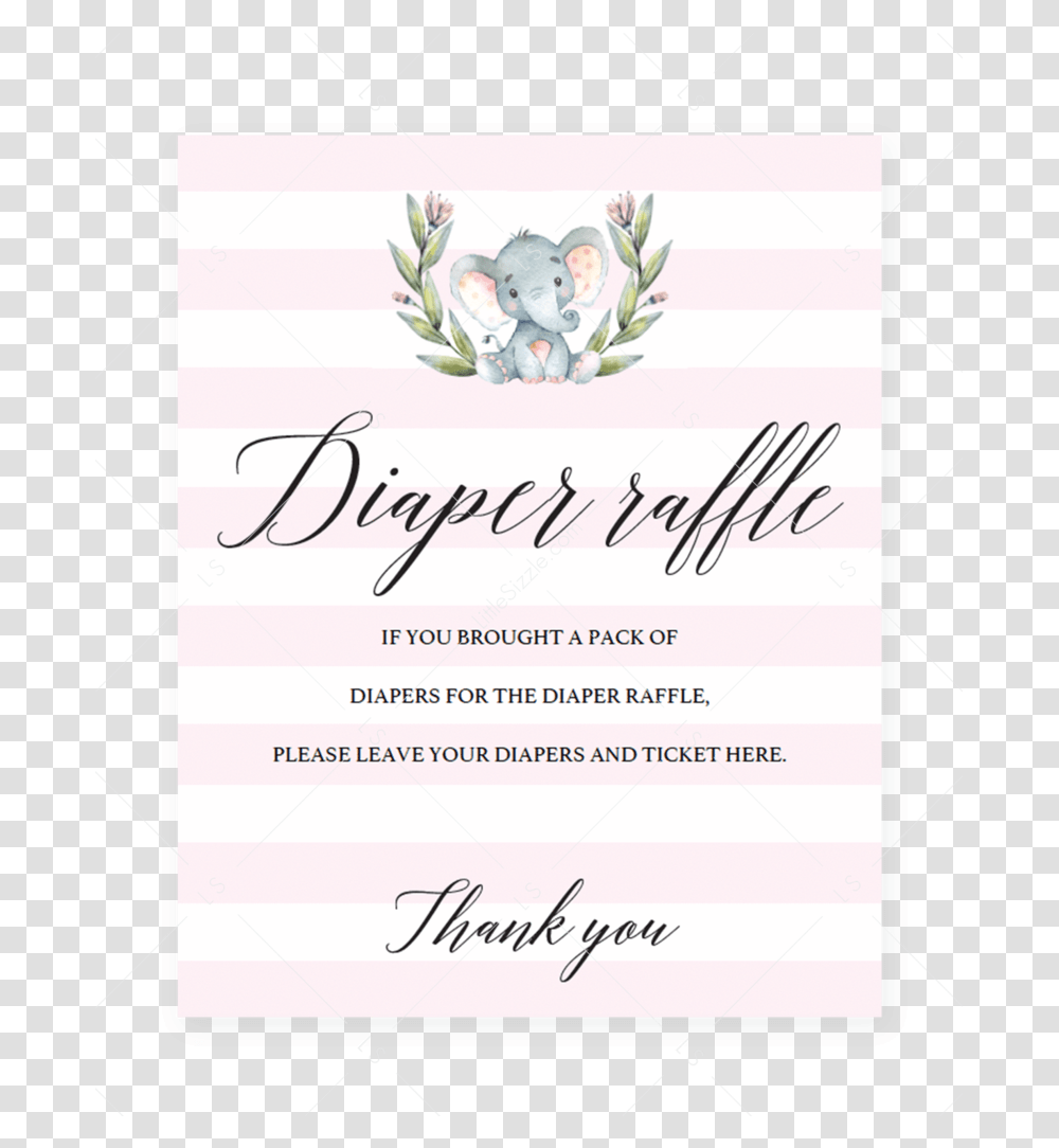 Girl Baby Shower Diaper Raffle Sign With Watercolor Diaper, Poster, Advertisement, Flyer, Paper Transparent Png