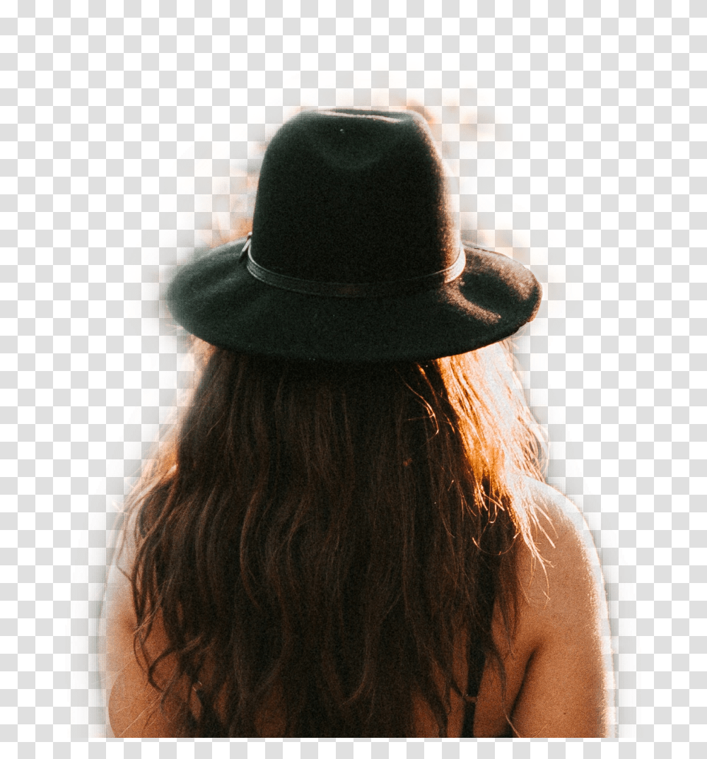 Girl Back Hat Modern Mysticker Woman Behind Girl, Apparel, Person, Human Transparent Png