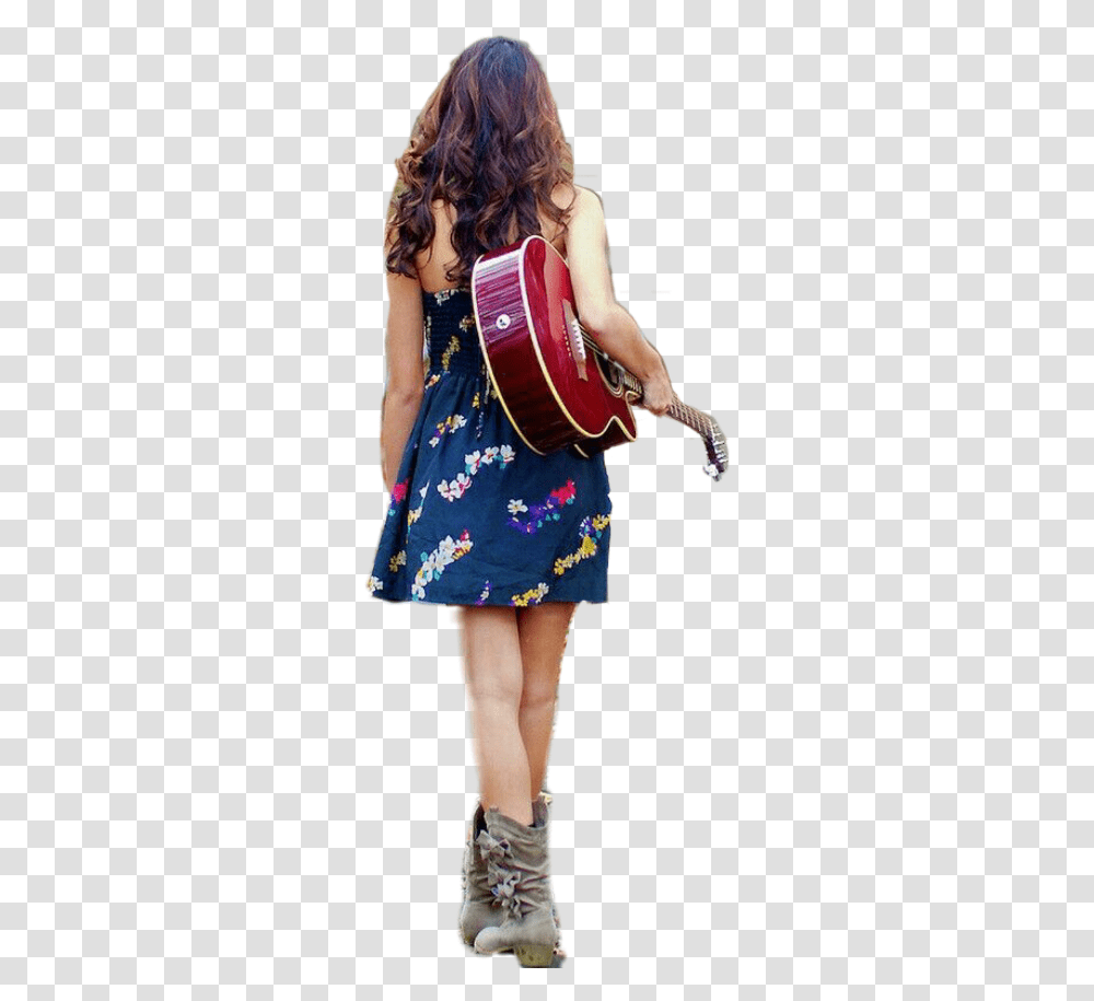 Girl Behind Walking Gitar Outside Picsart Girls Sticker, Person, Human, Musician, Musical Instrument Transparent Png