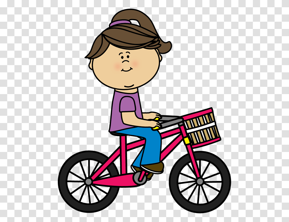 Girl Bicycle With Basket Ride Clipart, Vehicle, Transportation, Bike, Cyclist Transparent Png
