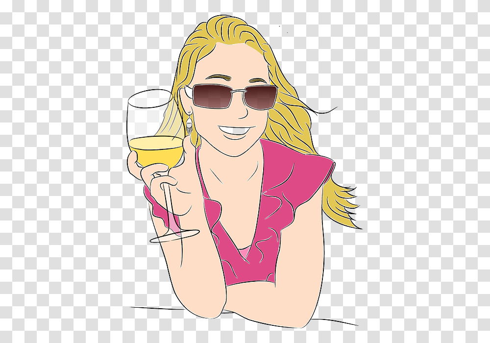 Girl Blonde Relaxed Pretty Happy Drinking Glasses Woman Happy Birthday Animated, Sunglasses, Accessories, Accessory, Person Transparent Png