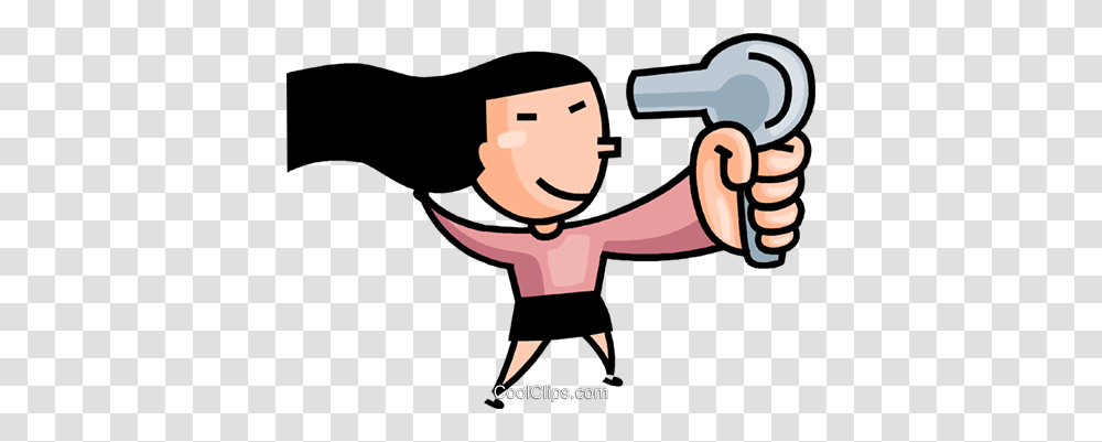 Girl Blow Drying Her Hair Royalty Free Vector Clip Art, Dryer, Appliance, Blow Dryer, Hair Drier Transparent Png
