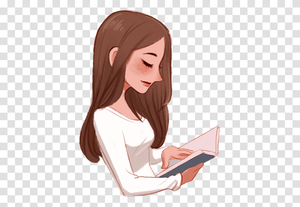Girl Book Female Reading Knowledge Portrait Smile Girl Reading A Book, Person, Outdoors, Leisure Activities Transparent Png