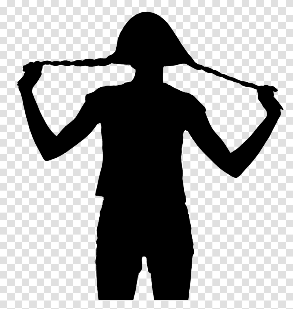 Girl Braids Silhouette Girl With Braids Silhouette, Gray, World Of Warcraft Transparent Png