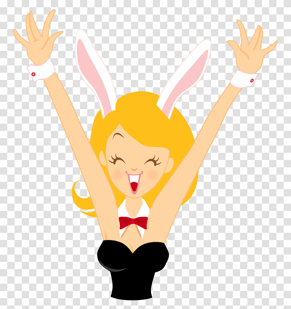 Girl Bunny Happy Icon Happy Icon Cartoon, Performer, Hand, Costume, Crowd Transparent Png