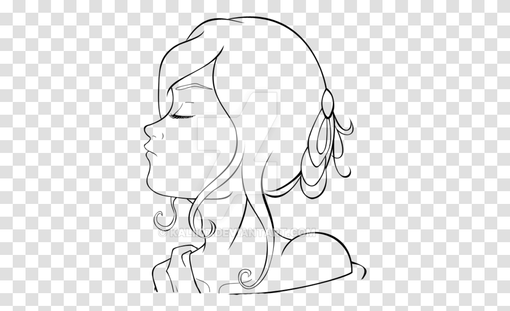 Girl Butterfly Profile Lines By Kalii07 Hair Drawing Girl Line Art, Text, Number, Symbol, Alphabet Transparent Png