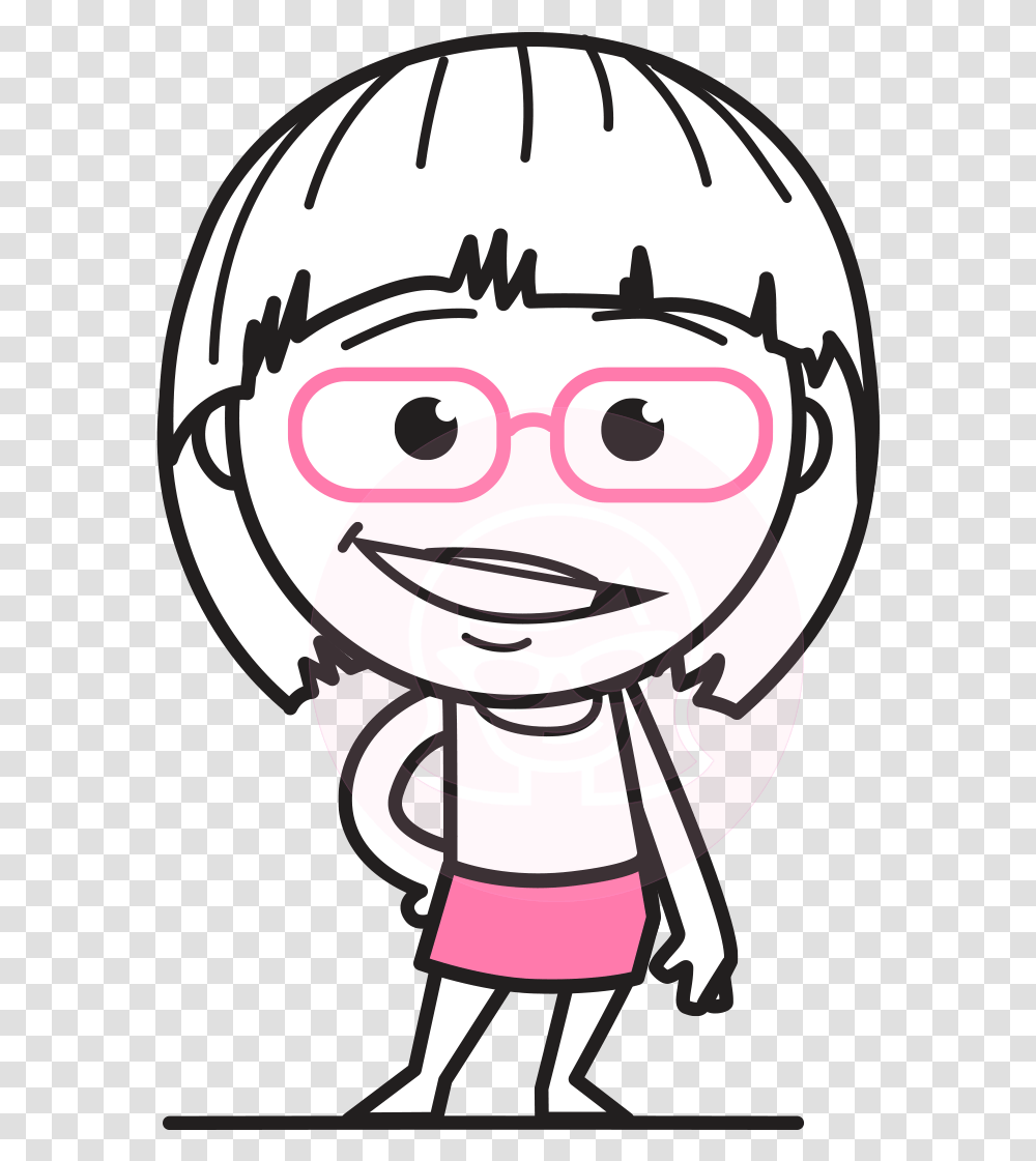 Girl Cartoon Character Outline, Face, Helmet, Apparel Transparent Png